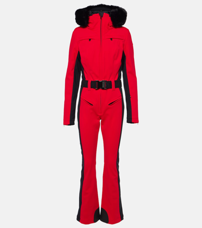 Goldbergh Parry Faux Fur-trimmed Ski Suit In Flame