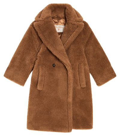 Max Mara Kids' Teddy Bear Icon Camel Hair And Silk Coat In Brown