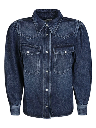 Isabel Marant Étoile Denim Shirt With Pockets And Collar In Blu