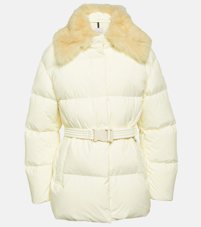 Moncler Macareux Shearling-trimmed Down Jacket In White