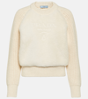Prada Shearling-trimmed Alpaca Sweater In White