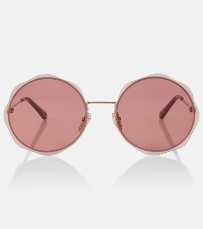 Chloé Honoré Round Sunglasses In Gold