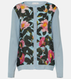 OSCAR DE LA RENTA PRINTED SILK-TRIMMED CARDIGAN