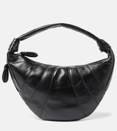 Lemaire Fortune Croissant Leather Shoulder Bag In Dark Chocolate