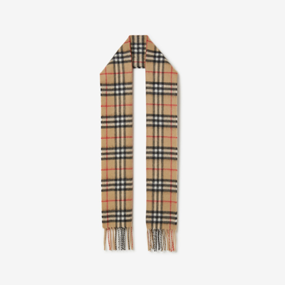Burberry Childrens Check Cashmere Scarf In Brown