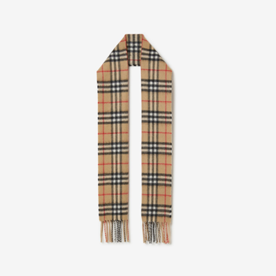 Burberry Childrens Check Cashmere Scarf In Archive Beige