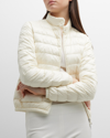 Moncler White Down Lans Short Jacket In Natural