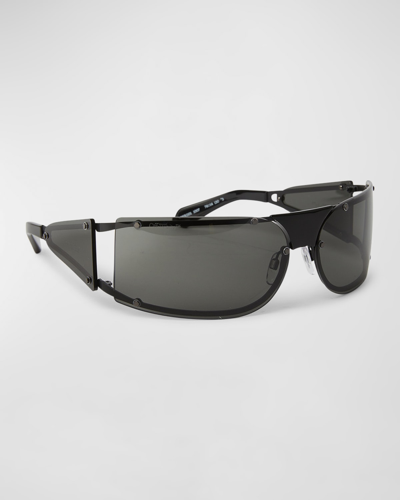 Off-white Men's Kenema Rimless Wrap Sunglasses In Black