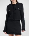 Versace Informal Fringe Tweed Jacket In Black