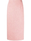 Alessandra Rich Squin Embellished Tweed Midi Skirt In Red Pink