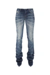 Diesel Distressed Stonewashed Denim Pantaboots In Blue