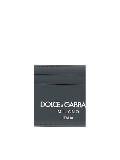 Dolce & Gabbana Logo Leather Cardholder In Dg Milano Italia