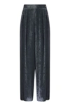 Fabiana Filippi Viscose Velvet Loose Trousers In Petroleum