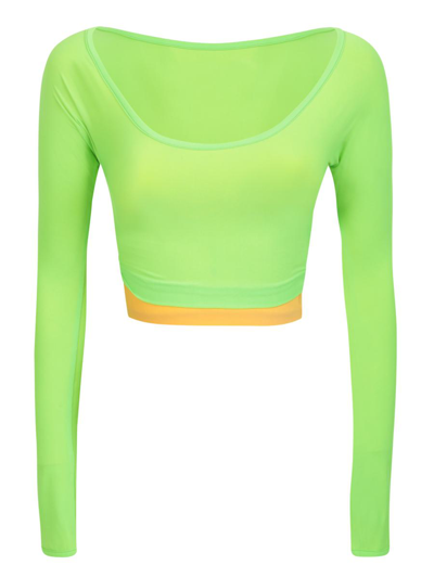 Sunnei Green Longsleeve Scoop Neck Top