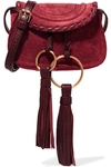 SEE BY CHLOÉ POLLY MINI LEATHER-TRIMMED TASSELED SUEDE SHOULDER BAG