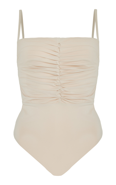 Moré Noir Blair Ruched One-piece Swimsuit In Ivory