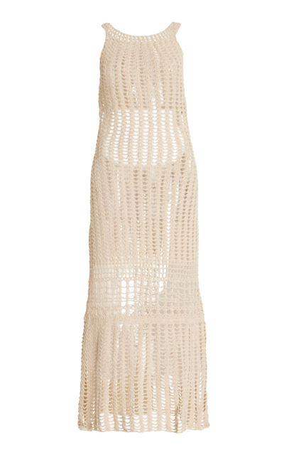 Akoia Swim Rhea Open-back Crocheted-cotton Maxi Dress In Ivory