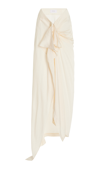 Bondi Born Andea Draped Seerksucker Maxi Skirt In Ivory