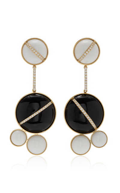 Casa Castro 18k Yellow Gold Onyx; Diamond Earrings In Black