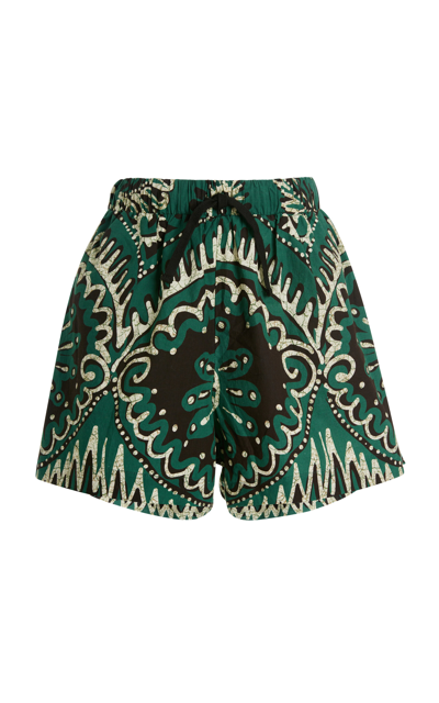 Sea Charlough Printed Cotton Shorts In Green