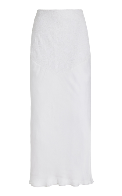 All That Remains Raya Embroidered-satin Skirt In White