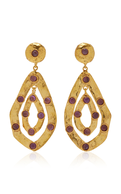Sylvia Toledano Ava Amethyst 22k Gold-plated Earrings In Purple