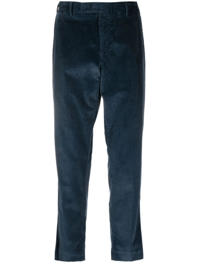 Pt01 Rebel Stretch Velvet Trousers Clothing In Blue