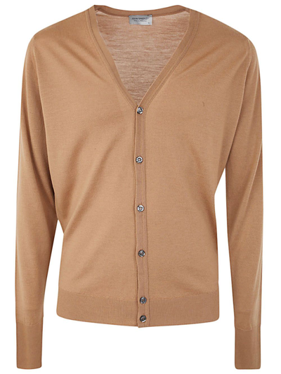 John Smedley Bryn Long Sleeves V Neck Fashioned Cardigan Clothing In Brown