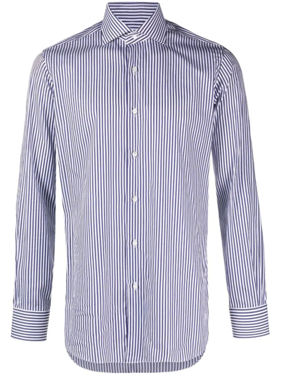 Barba Napoli Barba Striped Long-sleeved Shirt In Purple