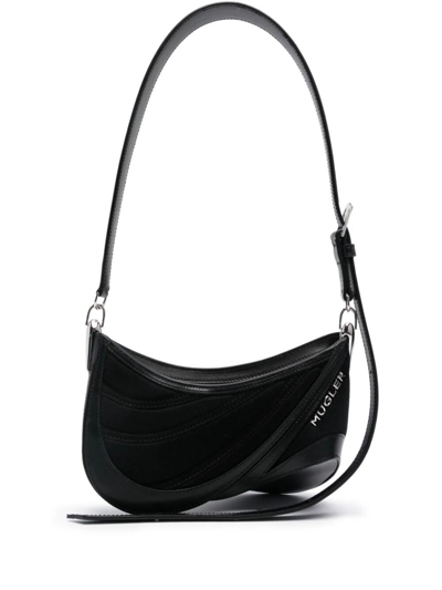 Mugler Medium Spiral Curve 01 Embossed Crossbody Bag In Black