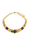 SYLVIA TOLEDANO 22K GOLD-PLATED MALACHITE PEARL AND AMETHYST DIVA NECKLACE