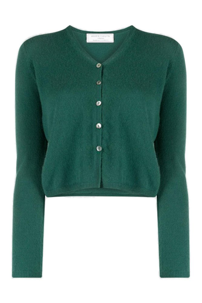 Société Anonyme V-neck Ribbed-knit Cardigan In Green