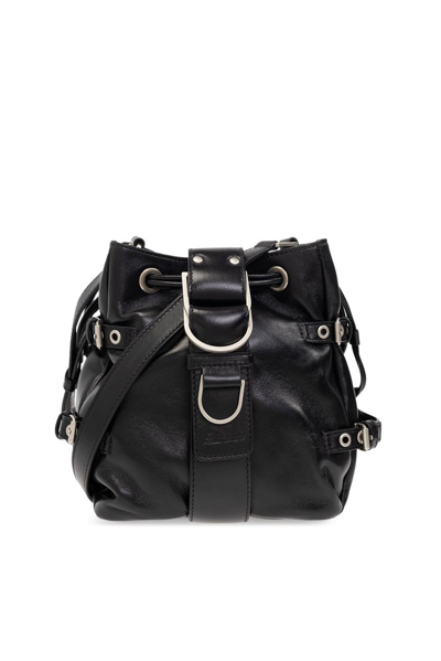 Blumarine Butterfly Small Leather Bucket Bag In Black