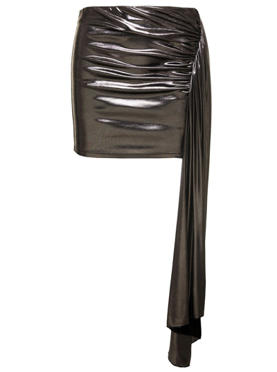 Blumarine Draped Lamé-effect Miniskirt In Silver
