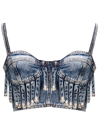 MOSCHINO MOSCHINO JEANS FRINGED DENIM CROPPED TOP