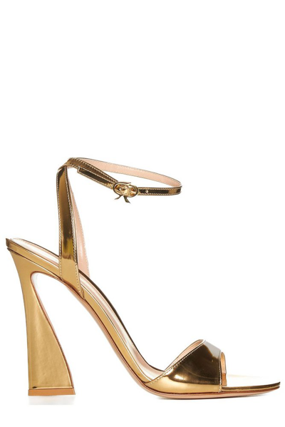 Gianvito Rossi Womens Gold Aura Metallic-leather Heeled Sandals