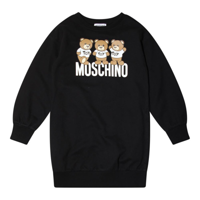 Moschino Kids' Teddy Bear-print Sweatshirt Dress In Black
