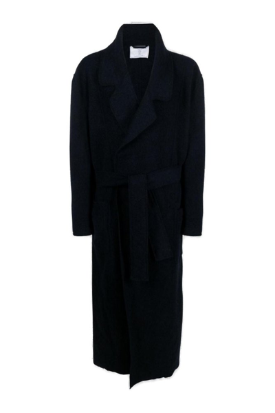 Société Anonyme Faux Double-breasted Belted Midi Coat In Blue