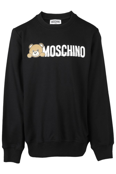 Moschino Kids Logo Printed Crewneck Sweatshirt In Nero Black