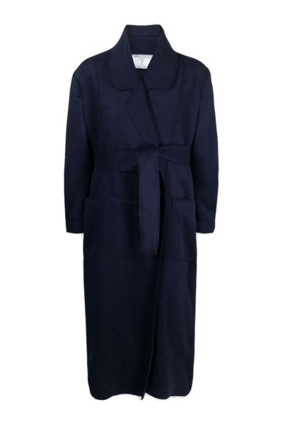 Société Anonyme Faux Double-breasted Belted Midi Coat In Blue