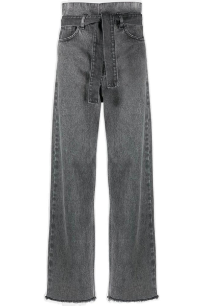 Société Anonyme Gheripsa Tied-waist Jeans In Grey