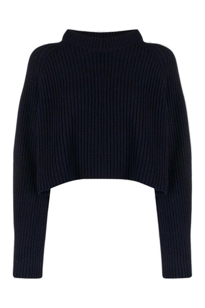 Société Anonyme Emma Ribbed-knit Cropped Jumper In Blue