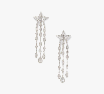 Kate Spade You're A Star Statement Fringe Earrings In Clear/silver