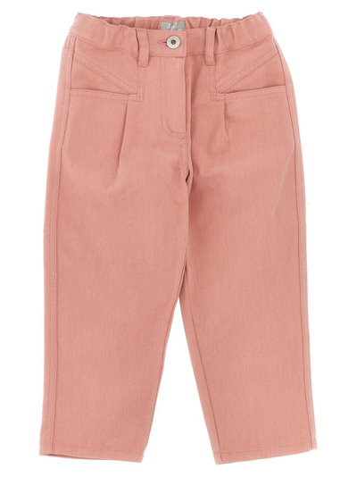 Il Gufo Elasticated Waistband Straight Leg Trousers In Pink
