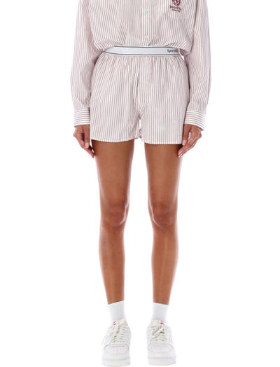 Sporty And Rich Serfi Logon Striped Shorts In White