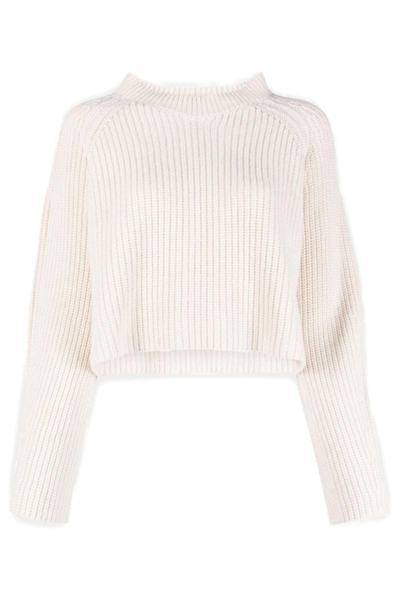 Société Anonyme Emma Ribbed-knit Cropped Jumper In Neutrals