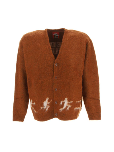 Kidsuper Running Guys Mohair Cardigan In Brown