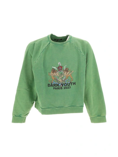 Liberal Youth Ministry Graphic-print Washed Cotton Sweatshirt In Green