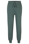 Hugo Boss Cotton-terry Tracksuit Bottoms With Logo Print In Green