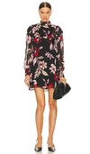 Sanctuary Twice As Cute Floral Long Sleeve Minidress In Black